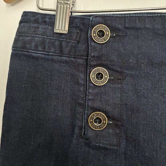 VINTAGE Y2K Ralph Lauren Denim Capris Dark Blue Rinse Wash button front Size 4 - Picture 7 of 10